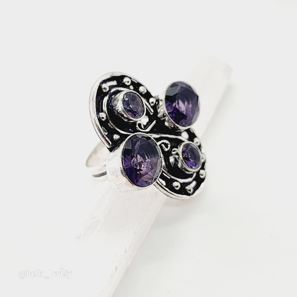 Amethyst Ethnic Handmade Ring Jewelry US Size 7.75 - Picture 4 of 7